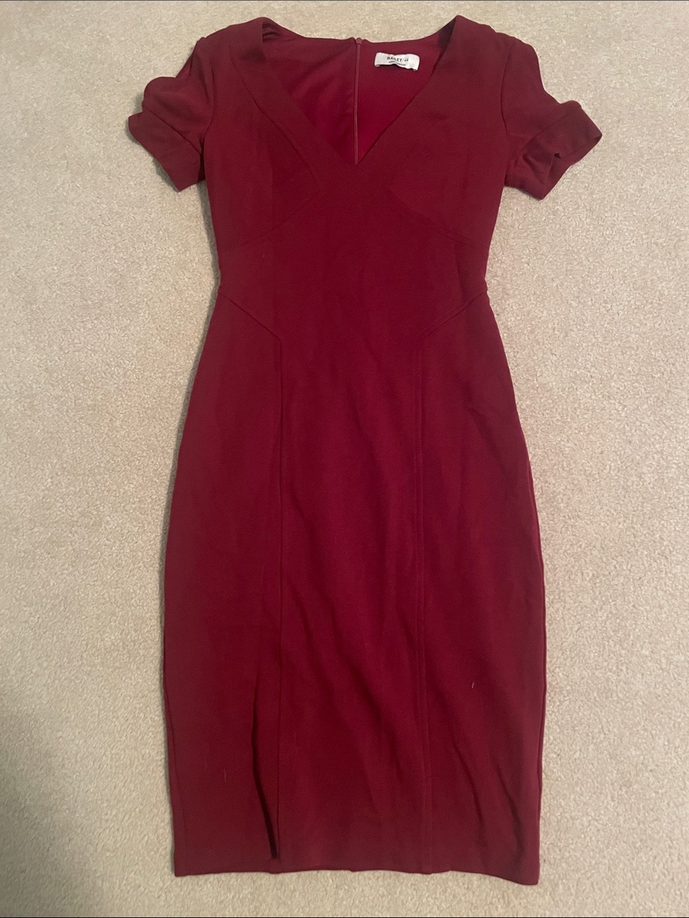 Bailey 44 Burgundy V-Neck Midi Sheath Dress